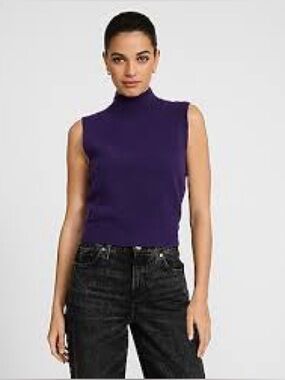 VTG Talbots silk blend purple sleeveless mock neck top